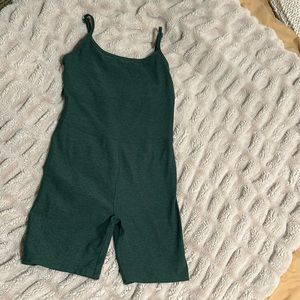 Beyond yoga, space dye green short romper/unitard